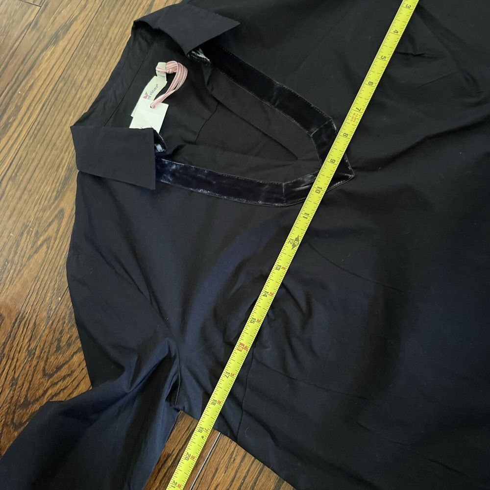 NWT Vineyard Vines Black Velvet Trim Popover Collared Shirt Top XS Cotton - Picture 7 of 9